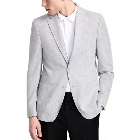Calvin Klein Mens Slim-Fit Melange Sport Coat 38 Regular Heather Grey Blazer NWT